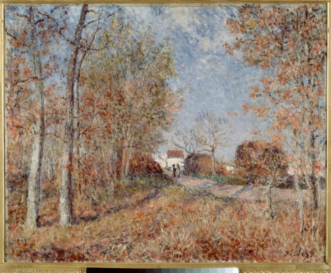 Et hjørne af skoven ved Sablons, kendt som The Road at the Edge of the Wood af Alfred Sisley