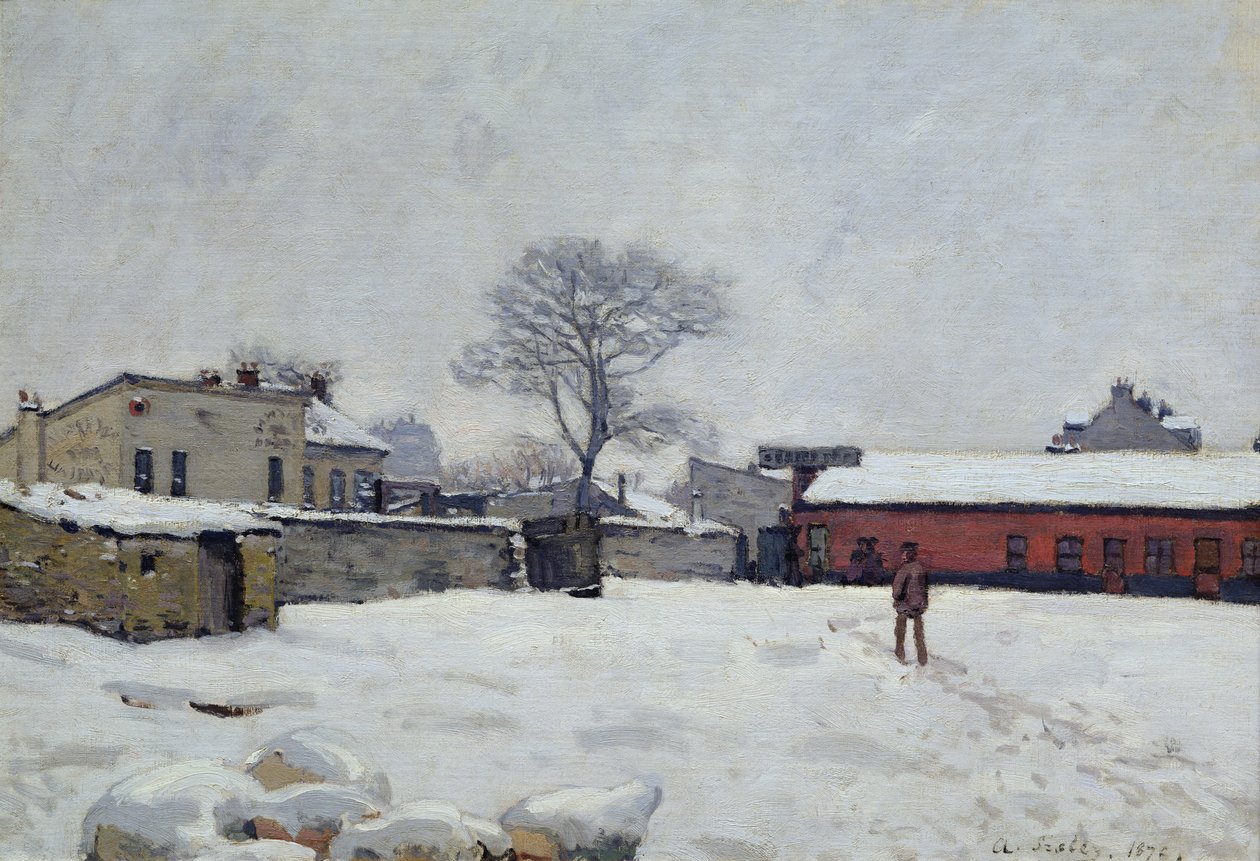 Under Snow: Gården i Marly-le-Roi, 1876 af Alfred Sisley