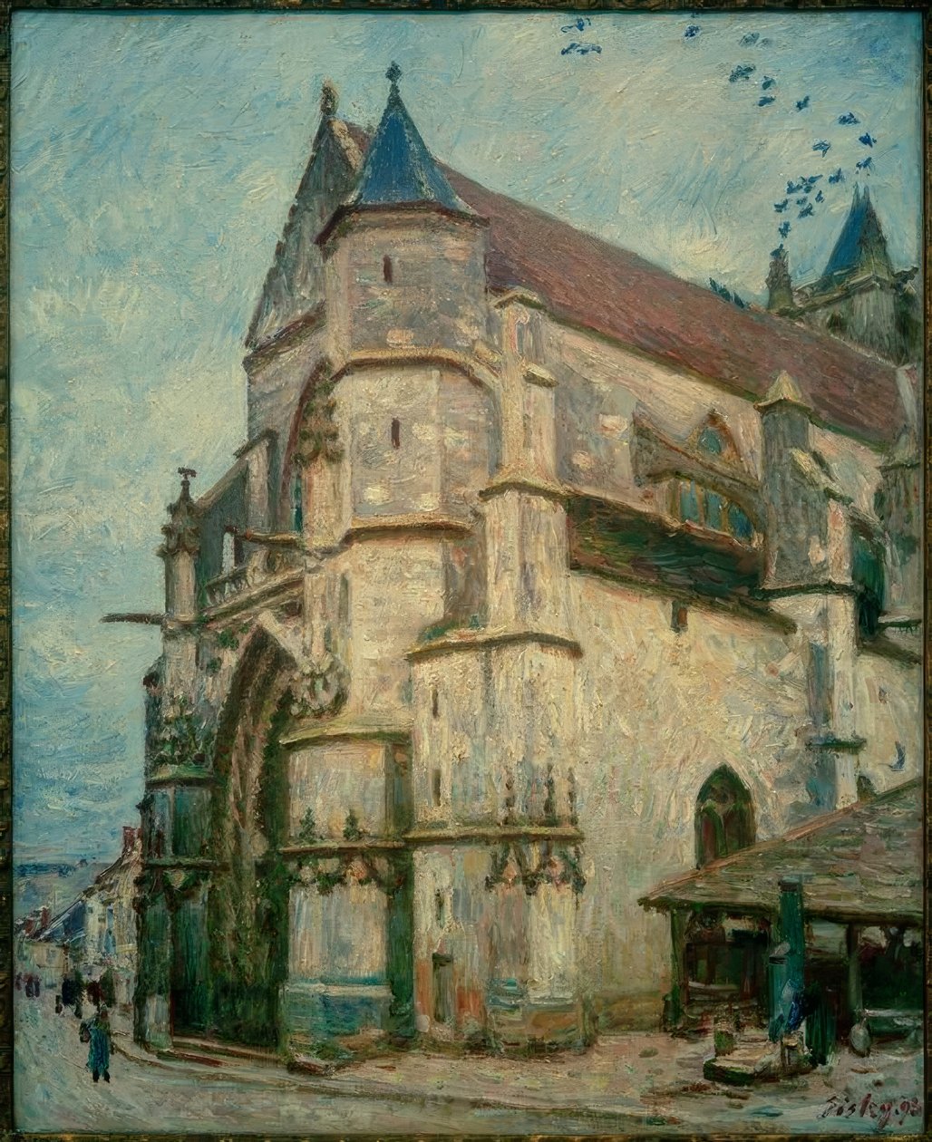 En gammel kirke om eftermiddagen af Alfred Sisley
