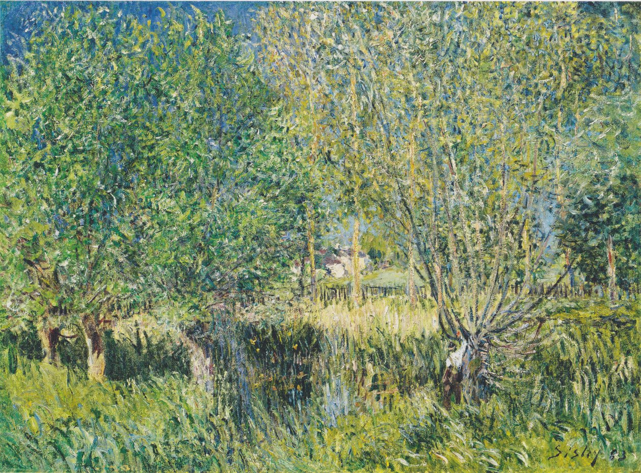 Pilene ved Orvanne-flodens bredder af Alfred Sisley