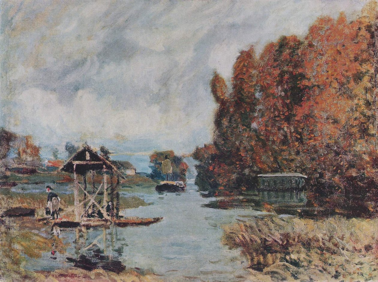 Vaskerier fra Bougival af Alfred Sisley