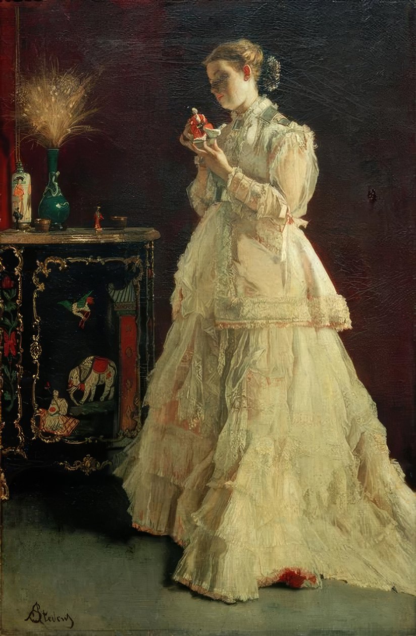 A.Stevens, Die Dame in Rosa af Alfred Emile Stevens