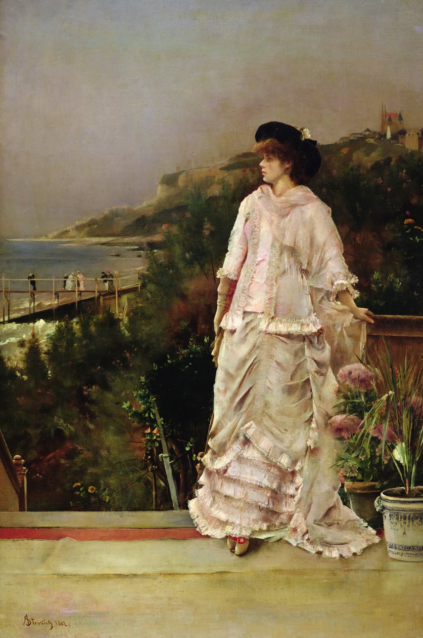 Kvinde på en terrasse, 1882 af Alfred Emile Stevens