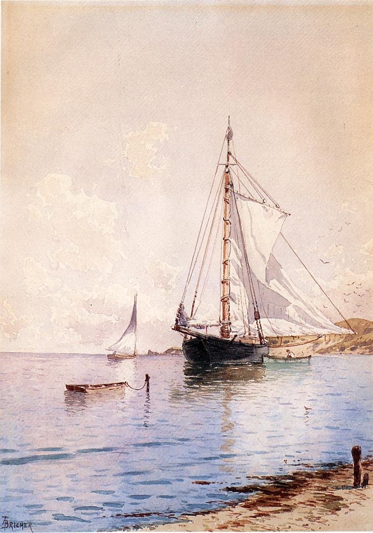 Tørring af hovedet ved anker af Alfred Thompson Bricher
