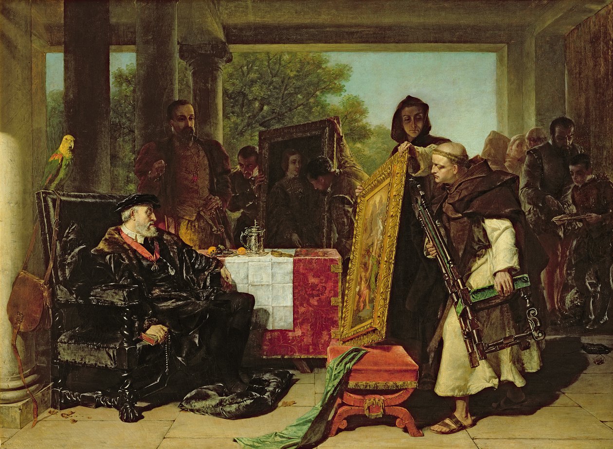 Kejser Karl V (1500-58) ved klostret Yuste, 1856 af Alfred W. Elmore