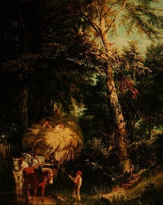 Overskridelse af bækken (olie på lærred) af Alfred Edward Chalon