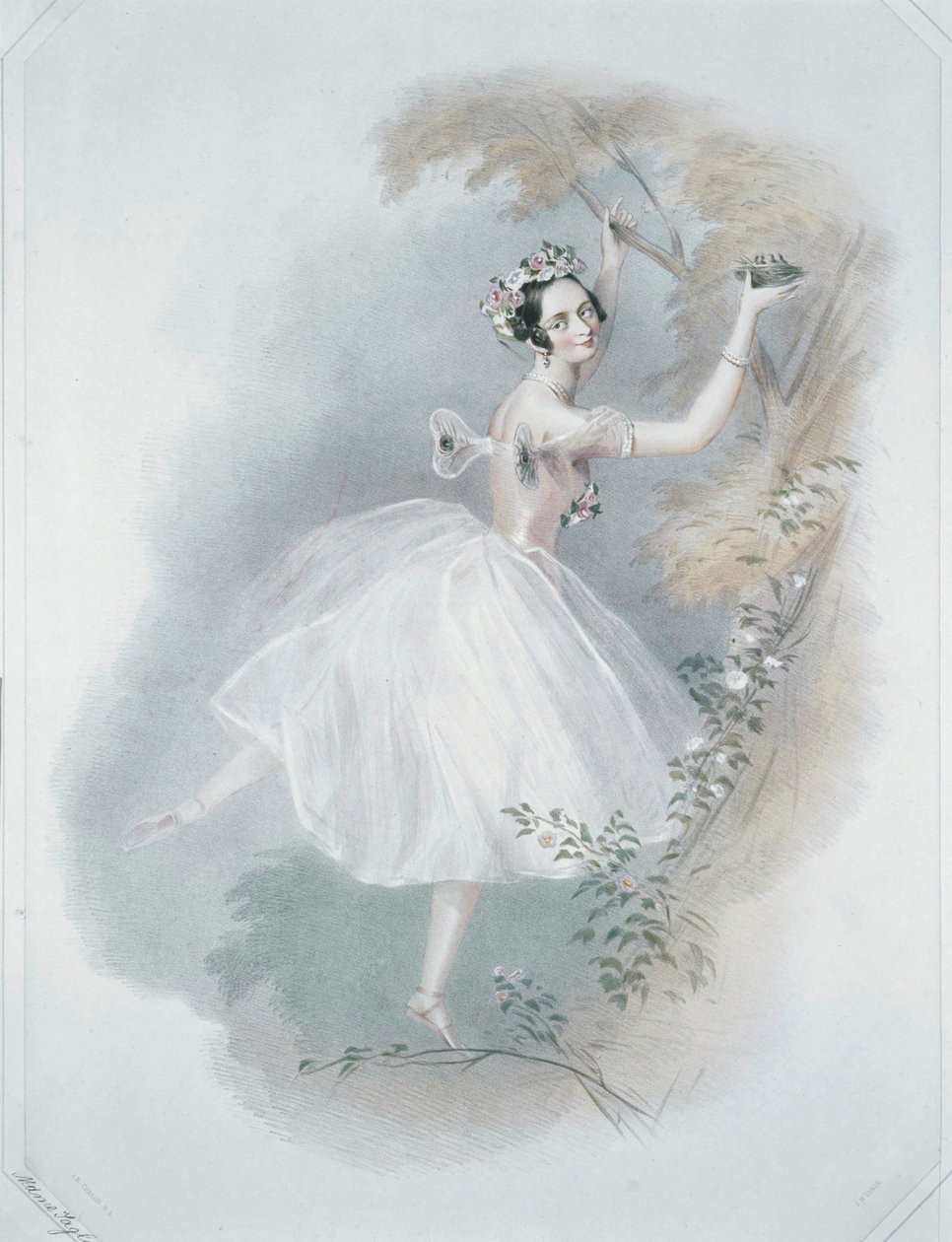 Marie Taglioni, den mest berømte ballerina ... (farvetryk) af Alfred Edward Chalon