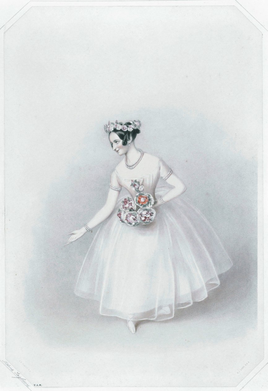 Marie Taglioni, den mest berømte ballerina ... (farvetryk) af Alfred Edward Chalon