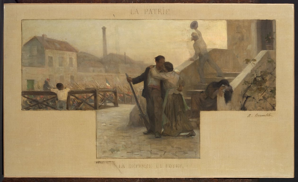 Skitse til vielsessalen på rådhuset i Arcueil-Cachan: La Patrie - la défense du foyer af Alfred Henri Bramtot