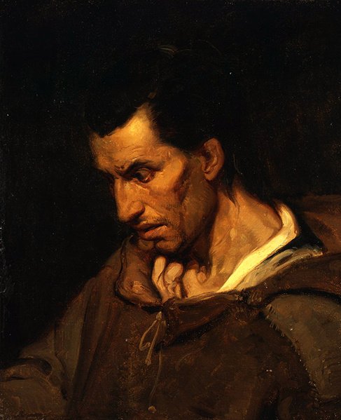 En galning med vrangforestillinger klædt ud som munk (olie på lærred) af Alfred (attr. to) Dehodencq