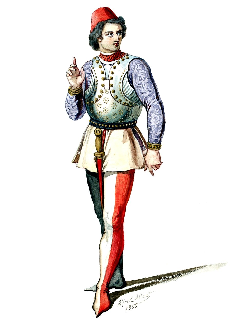 Halévy - La magicienne - kostumemodeller af Alfred Albert - 04. Ecuyer, mandligt kor (retoucheret) af Alfred Albert