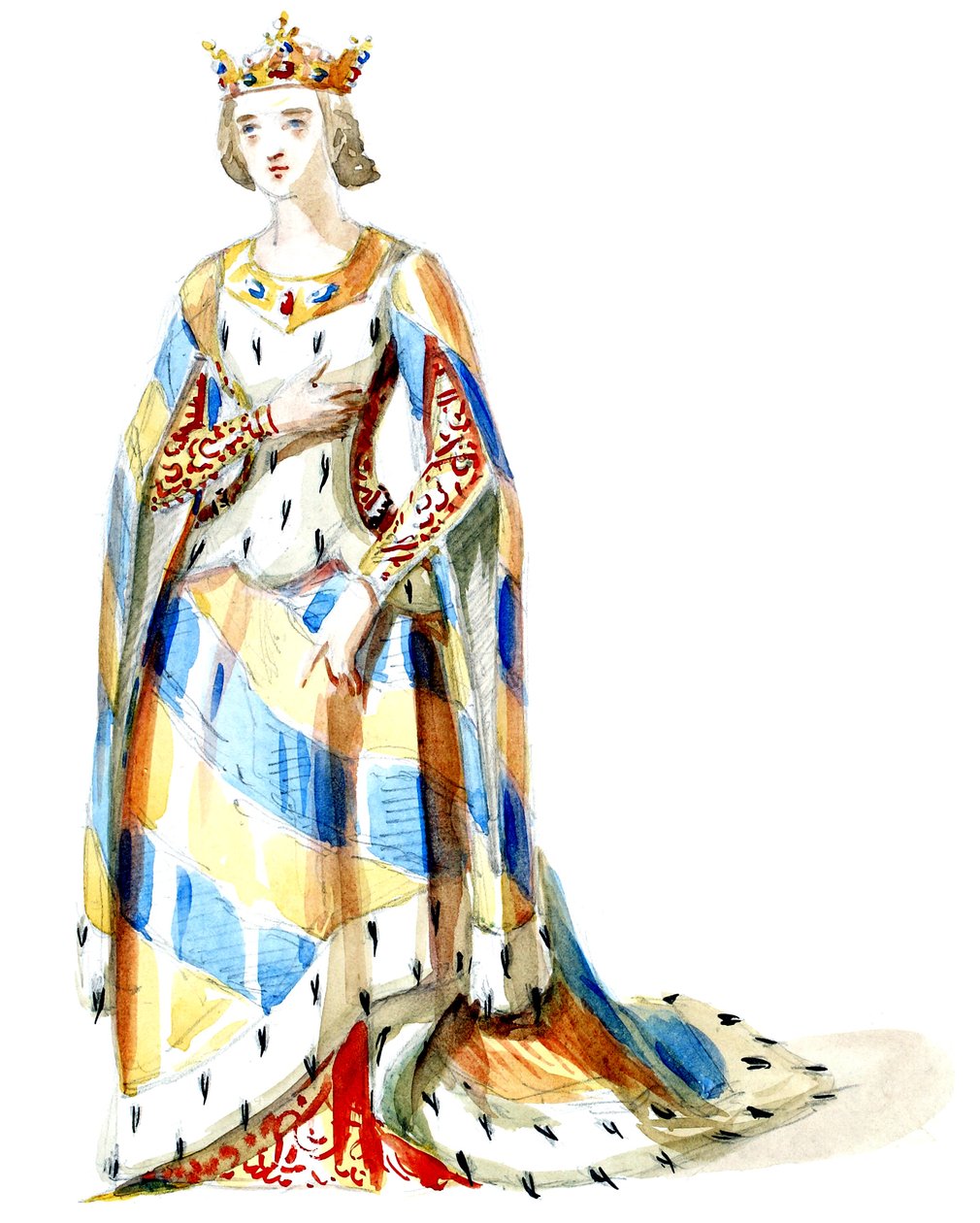 Halévy - La magicienne - kostumemodeller af Alfred Albert - 05. Mme Gueymard, 2. kostume (retoucheret) af Alfred Albert