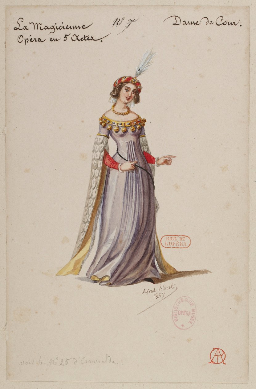 Halévy - La magicienne - kostumedesign af Alfred Albert - 07. Fruen ved hoffet af Alfred Albert