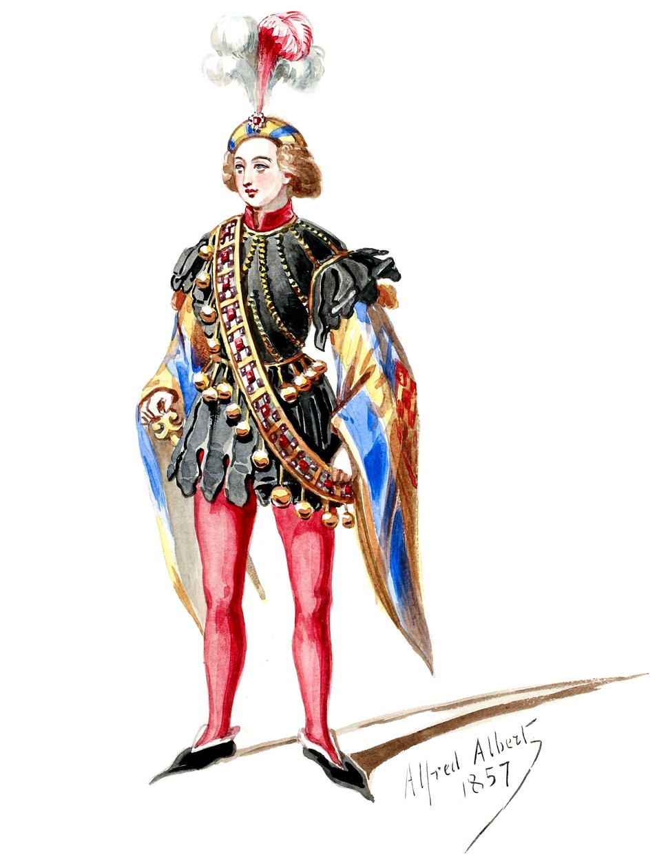 Halévy - La magicienne - kostumemodeller af Alfred Albert - 09. Side. Otte statister (retoucheret) af Alfred Albert