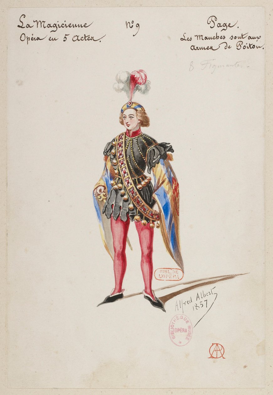 Halévy - La magicienne - kostumemodeller af Alfred Albert - 09. Side. Otte statister af Alfred Albert
