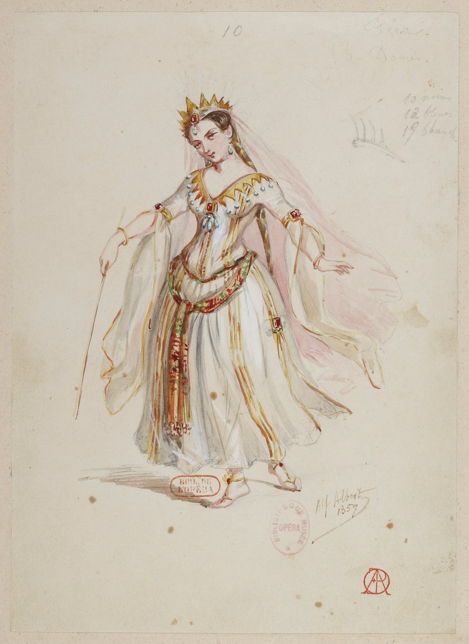 Halévy - La magicienne - kostumemodeller af Alfred Albert - 10. feer, kvindekor af Alfred Albert