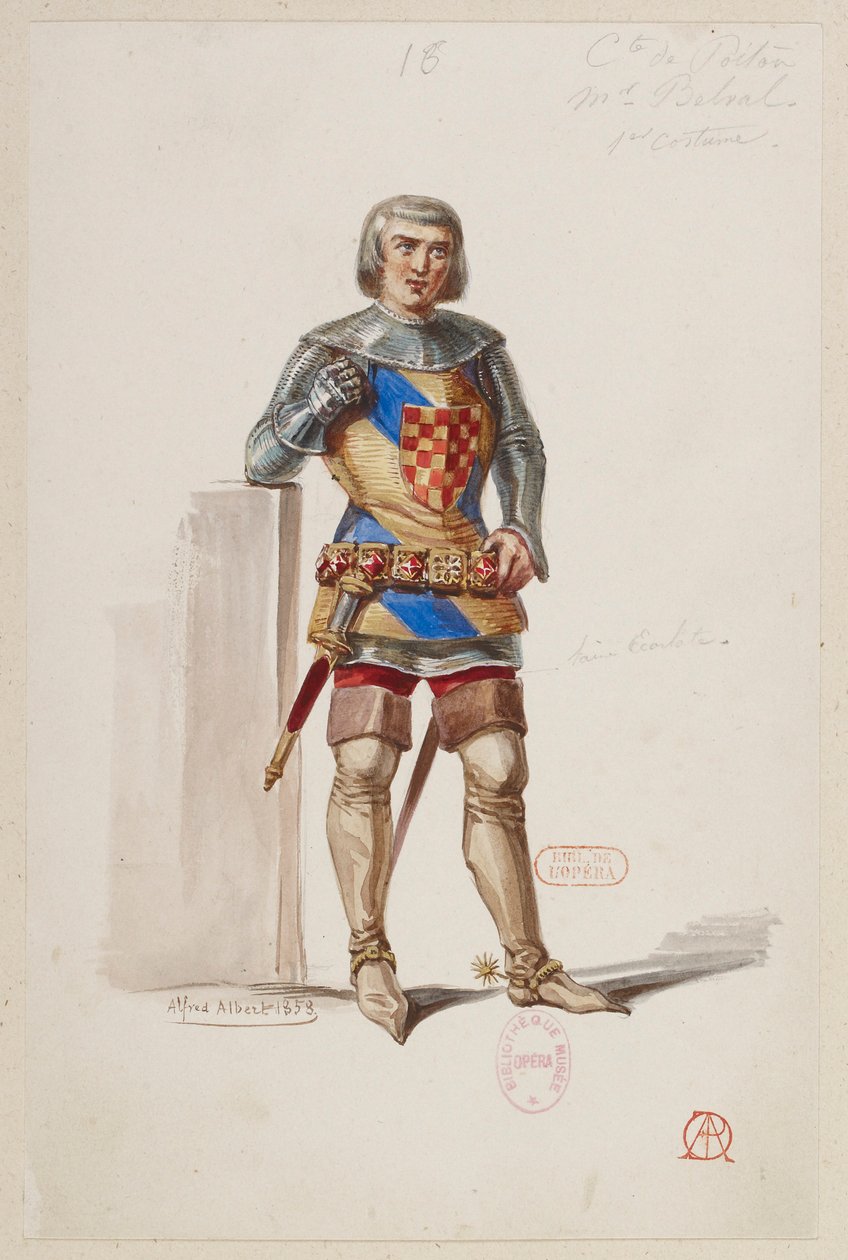 Halévy - La magicienne - kostumemodeller af Alfred Albert - 16. Comte de Poitou, 1. kostume, M. Belval af Alfred Albert
