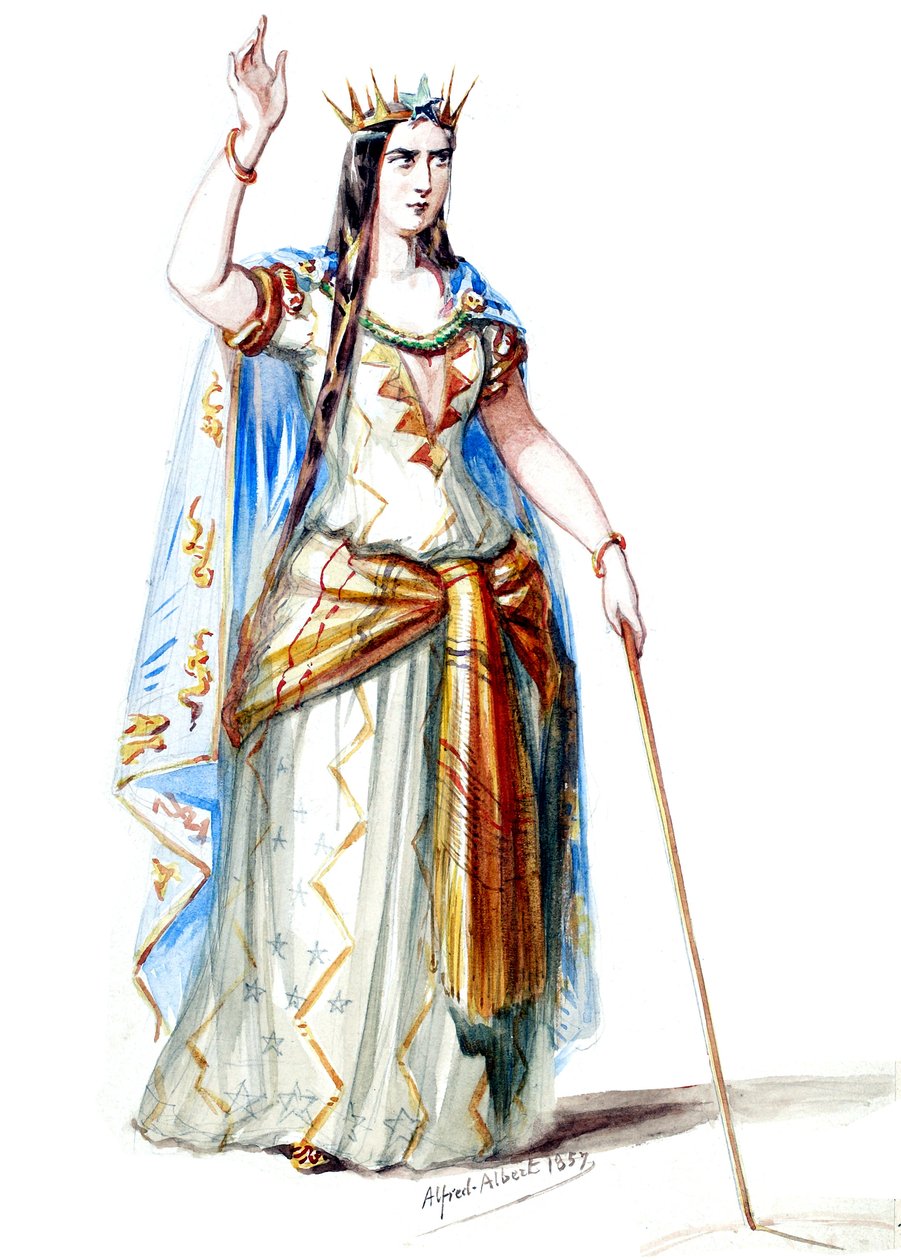 Halévy - La magicienne - kostumemodeller af Alfred Albert - 19. Mélusine, grevinde af Lusignan, 1. kostume (retoucheret) af Alfred Albert