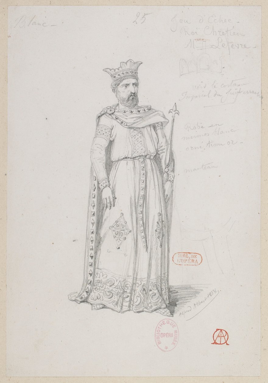Halévy - La magicienne - kostumemodeller af Alfred Albert - 25. Skakspil, Christian konge, M. Lefèvre af Alfred Albert