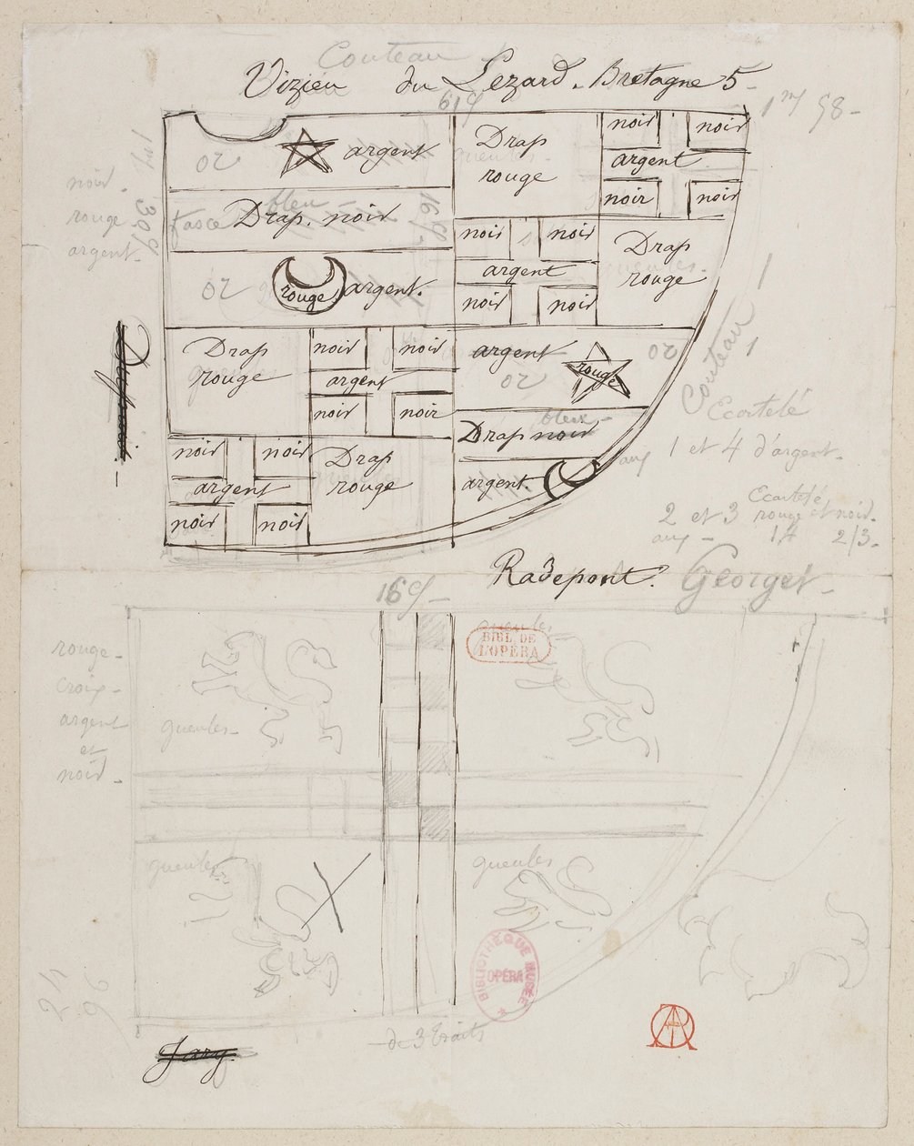 Halévy - La magicienne - kostumemodeller af Alfred Albert - 35 (våbenskjold). Vizieu du Lézard, Bretagne. Couteau, Radepont og Georget. af Alfred Albert