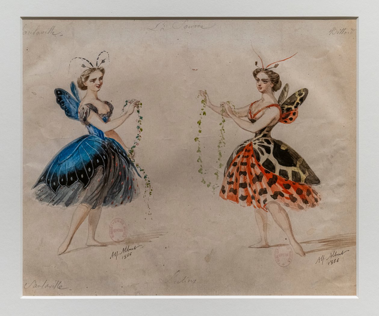 Kilden. Ballet af Ludwig Minkus og Leo Delibes. Model af kostume.1866. Blyant og akvarel på papir. af Alfred Albert