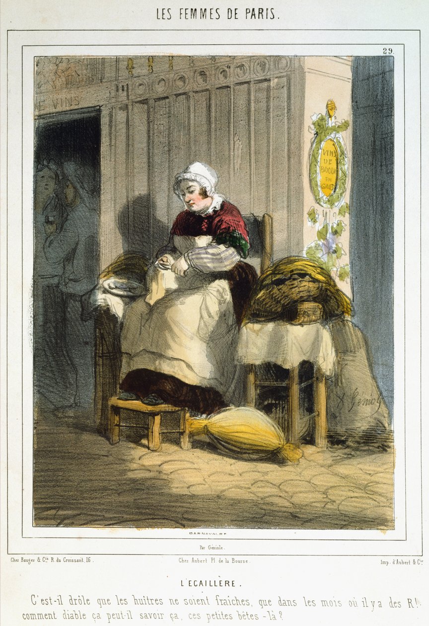 Østerssælgeren, fra The Women of Paris, 1841-42 af Alfred Andre Geniole