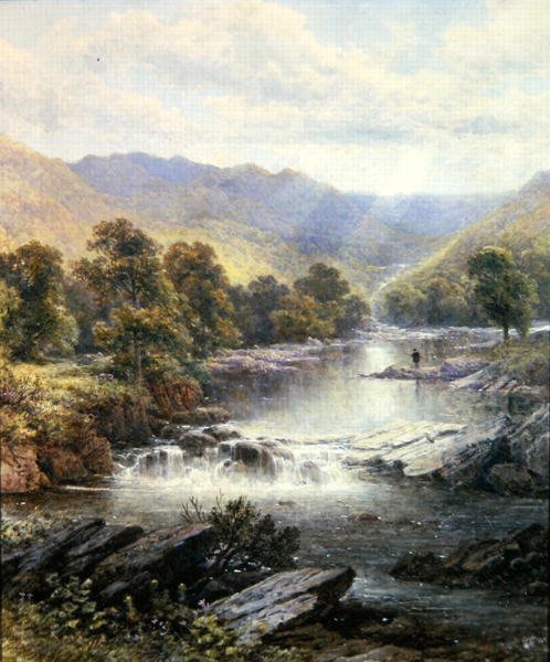 En lystfisker i en floddal af Alfred Augustus (after) Glendening