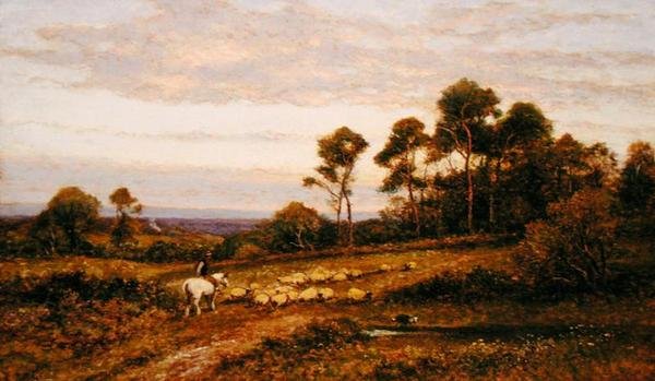 A Surrey Pasture (olie på lærred) af Alfred Augustus Glendening