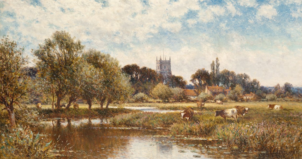 Kvægvanding, Kempstead-on-Thames af Alfred Augustus Glendening