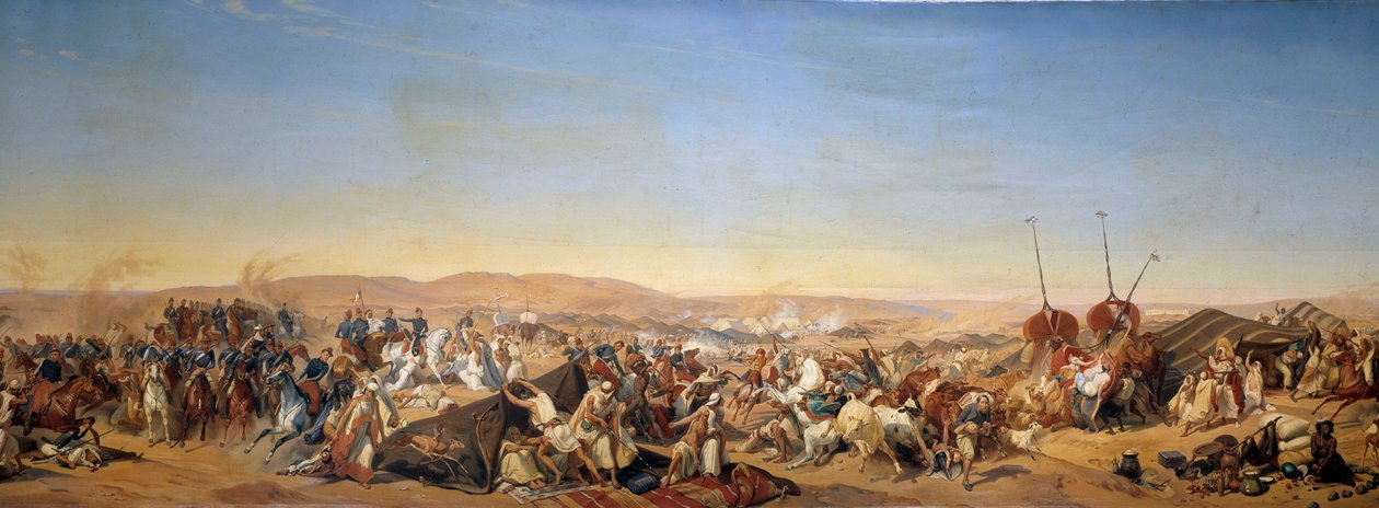 Erobring af Algeriet (1830-1847): "" Tilfangetagelse af Smalah (Smala) af Abd el Kader (Abd-el-Kader eller ibn Muhyi al-Din al-Hasani) (al Din al-Hasani) (1807-1883) af hertugen af ​​Aumale i Taguin af Alfred Charles Ferdinand Decaen