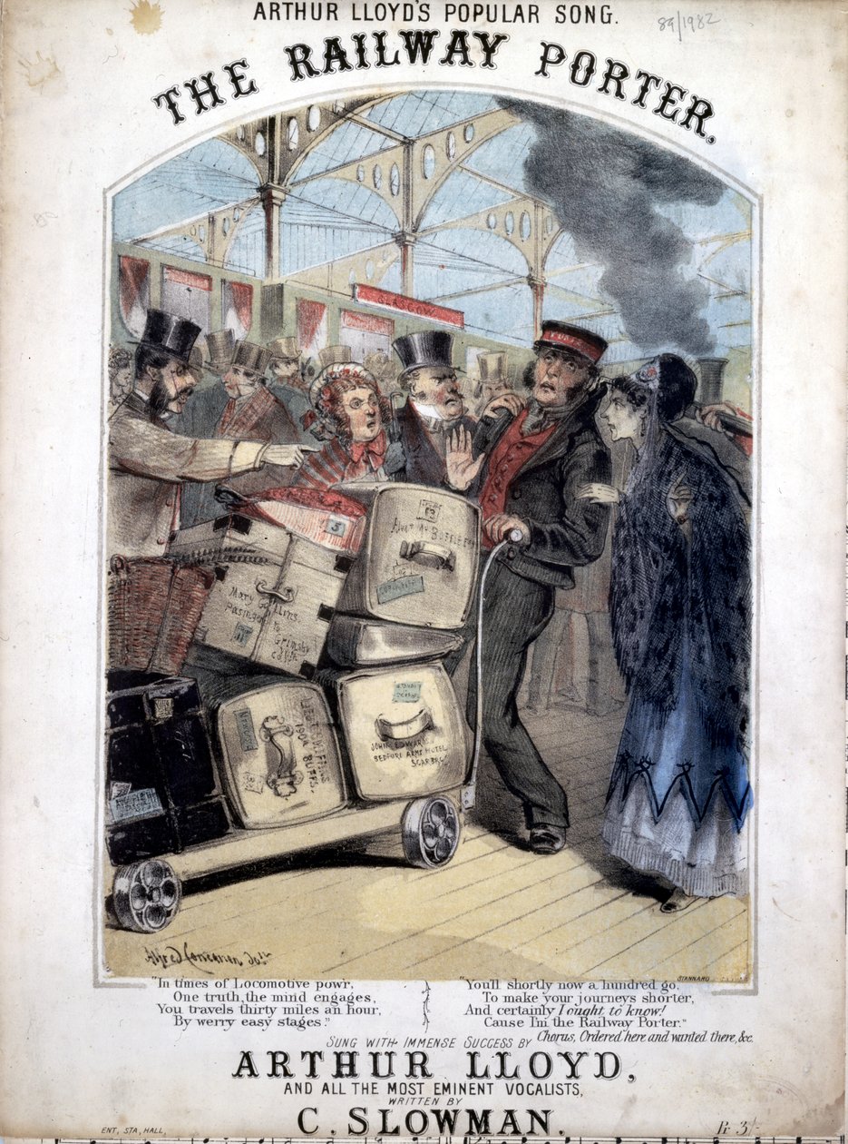 The Railway Porter, cover af noderne til en populær victoriansk sang af C. Ploughman, 1870 af Alfred Concanen
