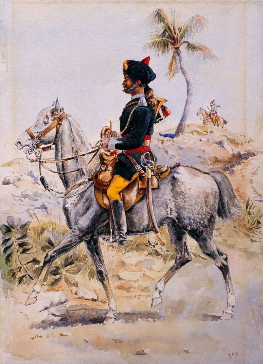 Beredet trompetist, 34. Prins Albert Victors egen Poona-hest, omkring 1908 af Alfred Crowdy Lovett