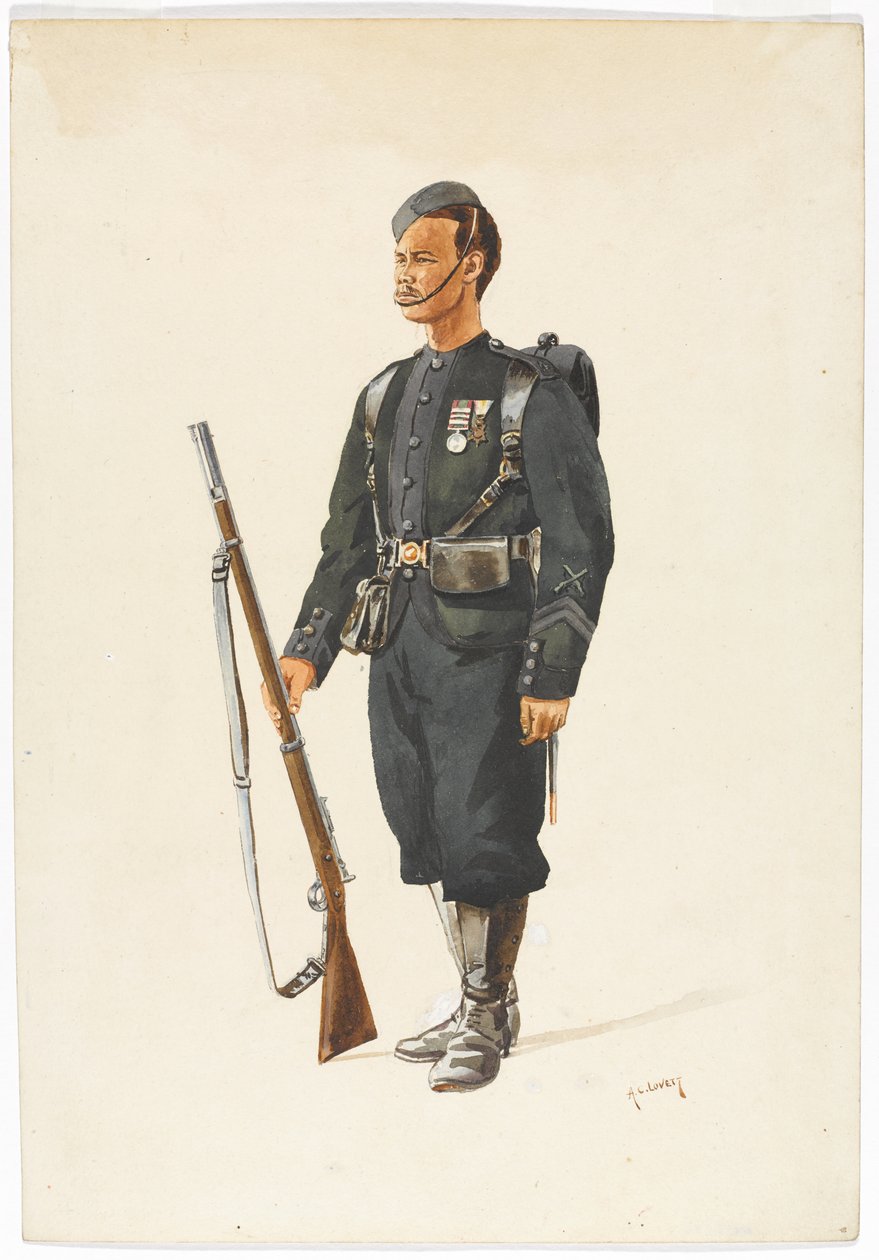 Rifleman fra 4. Gurkha Regiment i marchrækkefølge af Alfred Crowdy Lovett