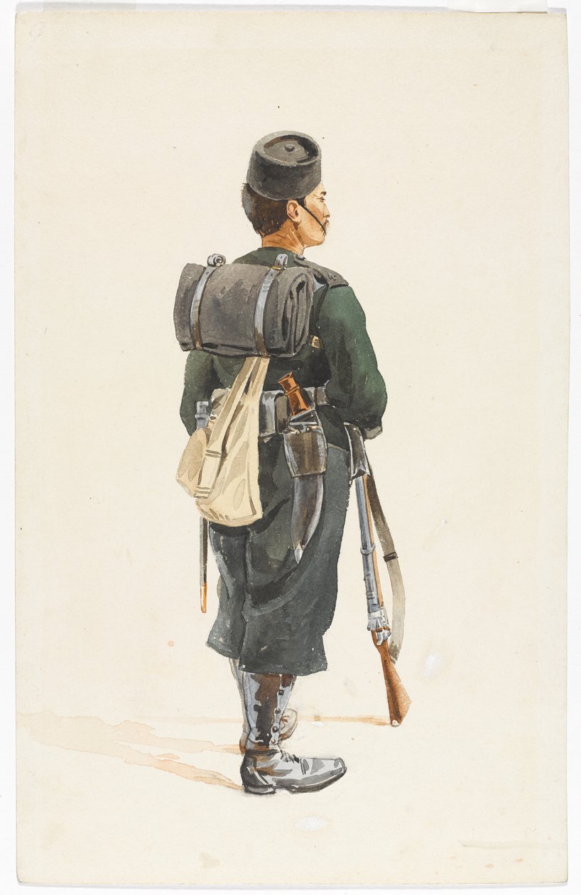Rifleman of the 4th Gurkha Regiment in marching order, 1890dani af Alfred Crowdy Lovett