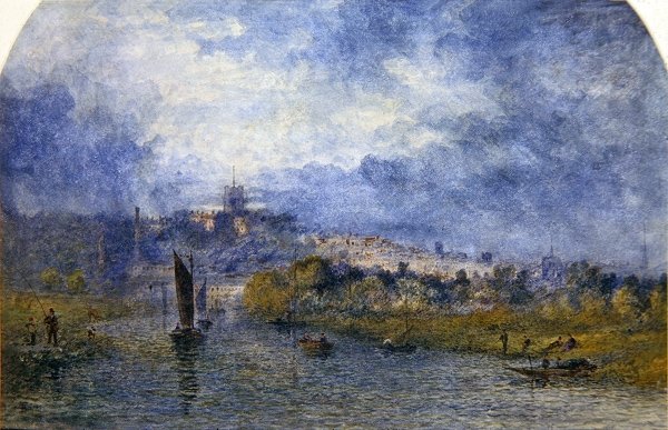 Sunset Over Norwich (akvarel på papir) af Alfred Dawson