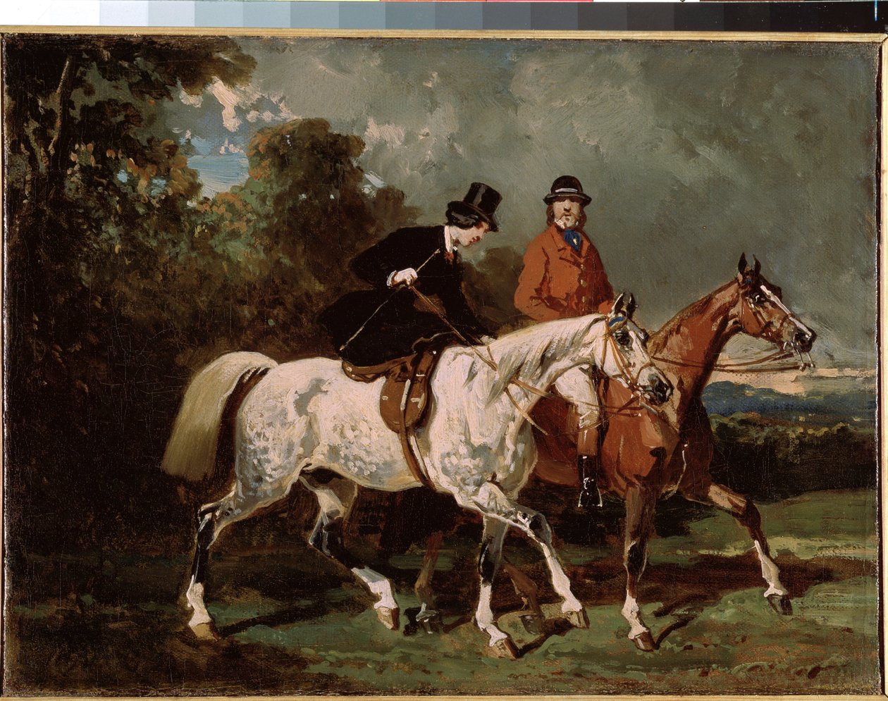 ""Tur på hesteryg"" (Ride) Kvinden rider på sidesadel. Maleri af Alfred de Dreux (1810-1860) 1840-1855 Dim. 24x32 cm Sankt Petersborg, eremitagemuseum af Alfred Dedreux