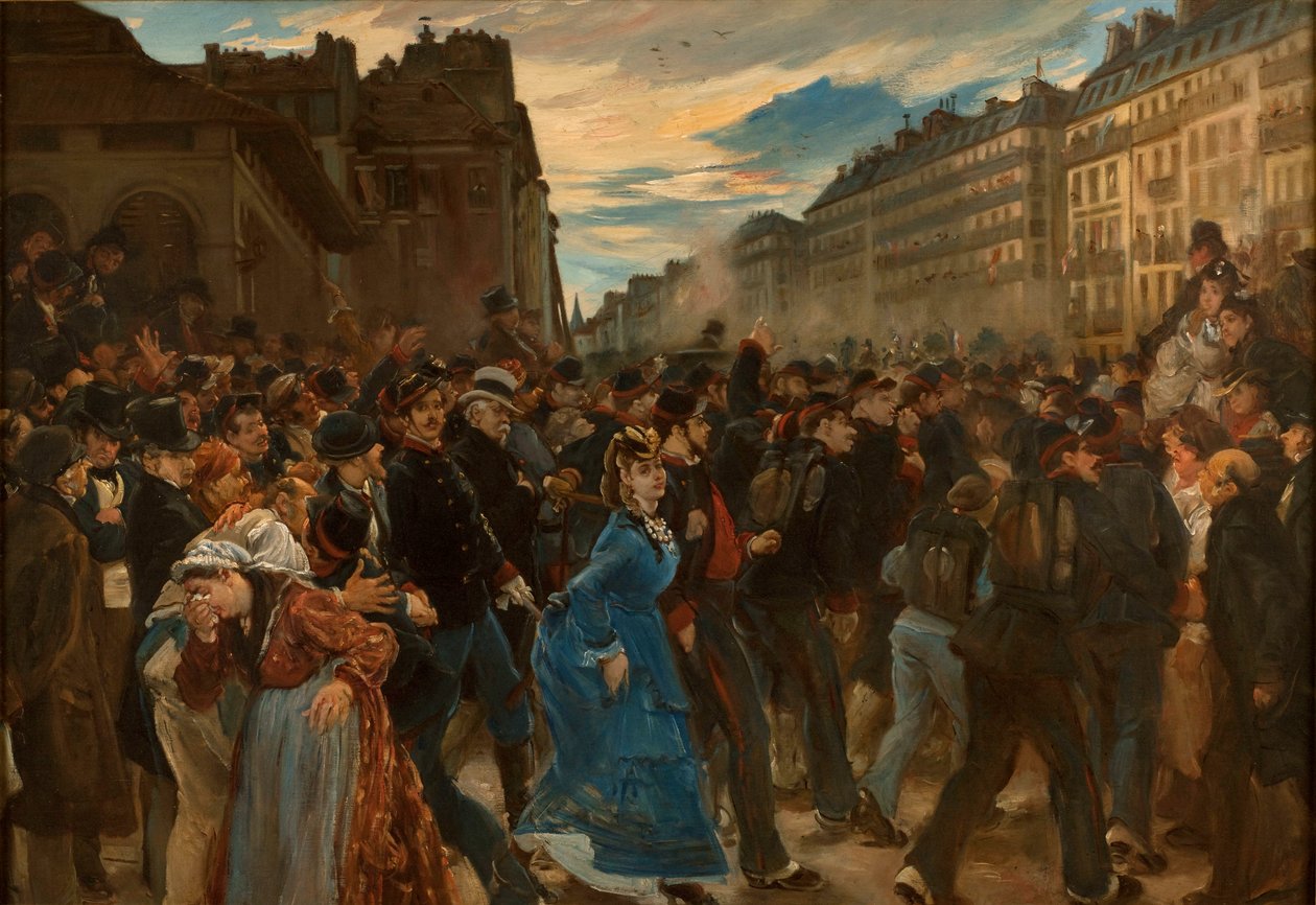 Gardemobilens afgang i juli 1870, ca 1879. af Alfred Dehodencq