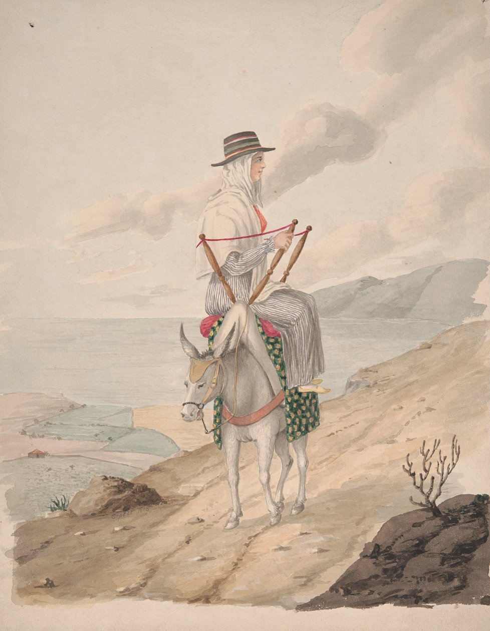 Barandilles, en kvinde på et æsel af Alfred Diston