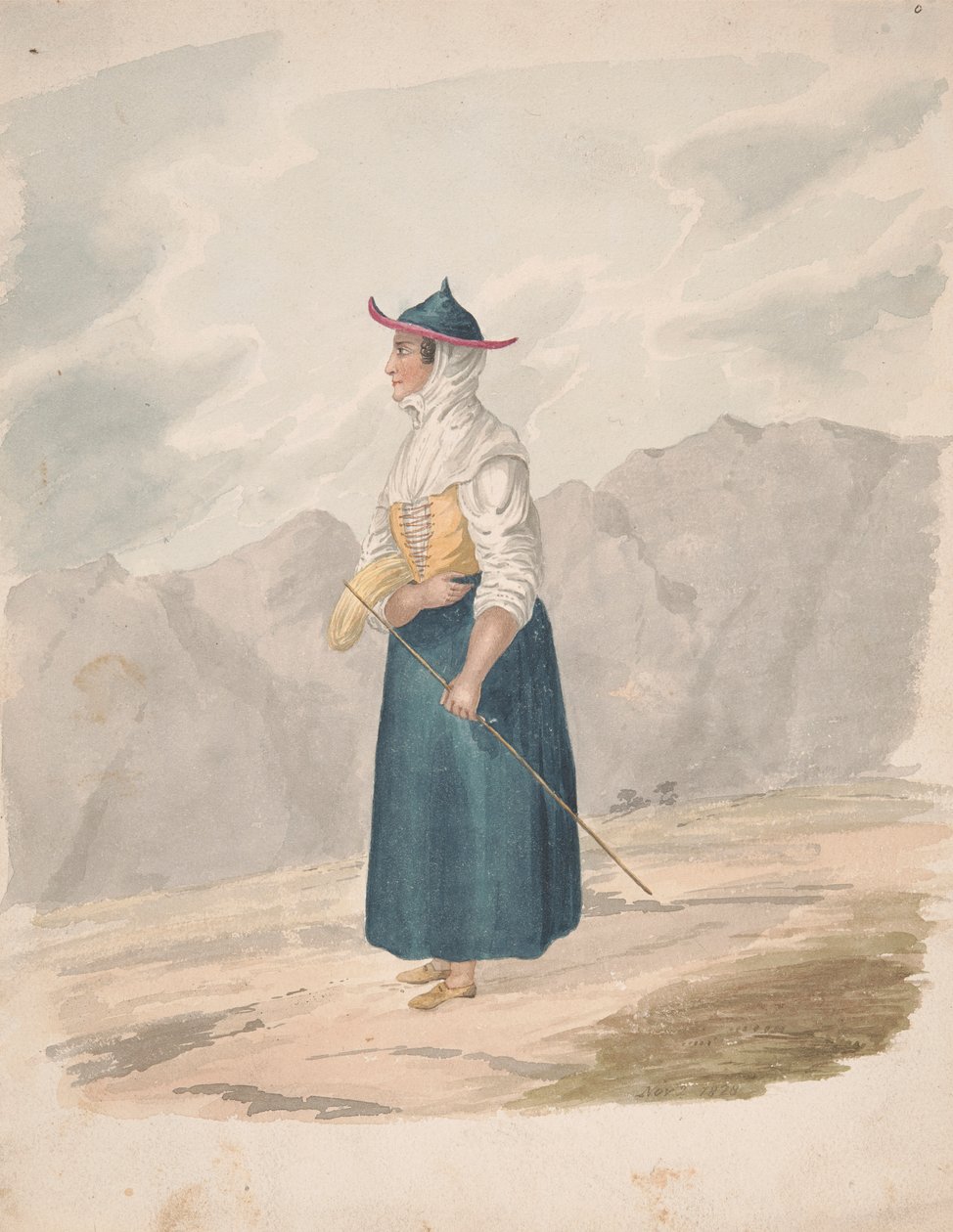 Bondekvinde med stav, La Palma af Alfred Diston