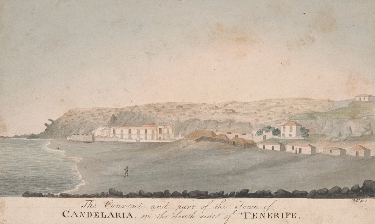 Klosteret og en del af byen Candelaria, på den sydlige side af Tenerife af Alfred Diston