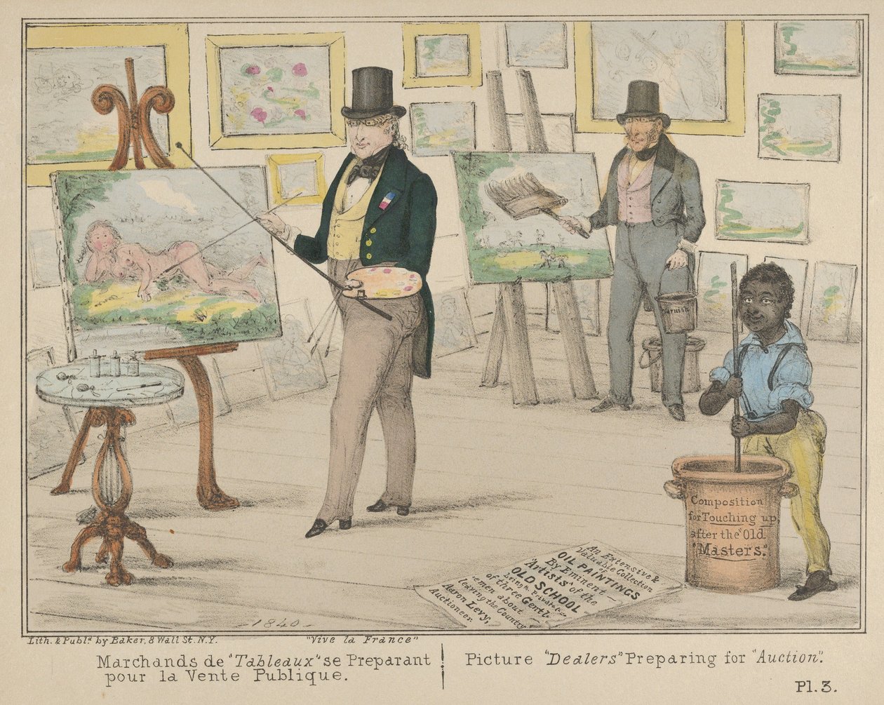 Vive la France, Billedhandlere, der forbereder sig til det offentlige salg Billeddea..., 1840. af Alfred E. Baker
