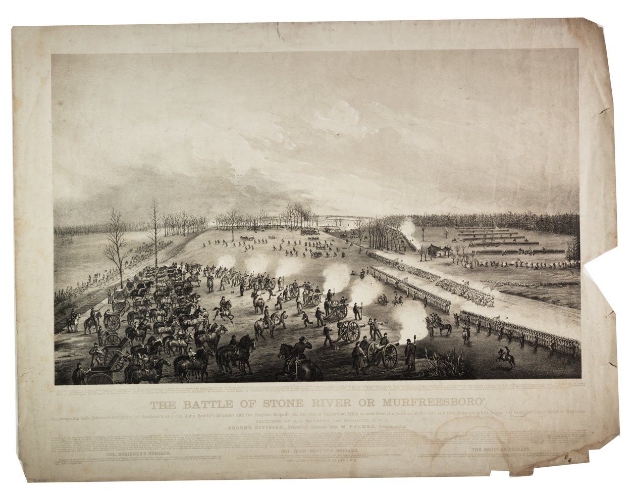 Slaget om Stone River eller Murfreesboro, 1863 af Alfred E. Mathews