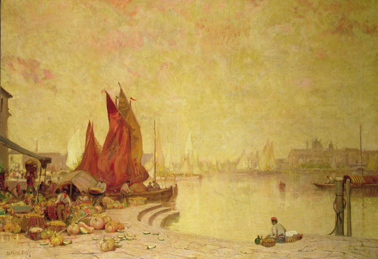 En venetiansk kaj af Alfred East
