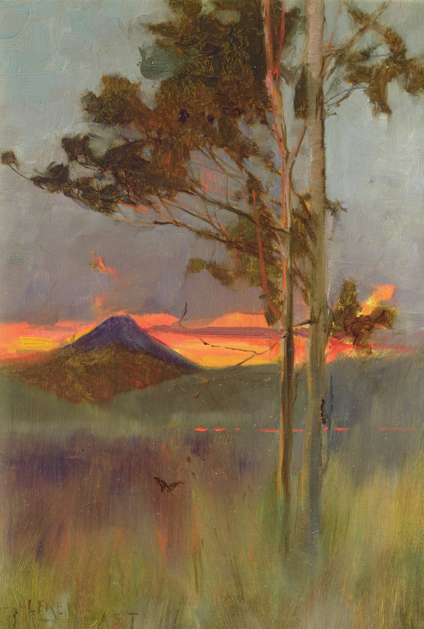 An Angry Night - Hakone Mountains, ca. 1889 (olie på panel) af Alfred East