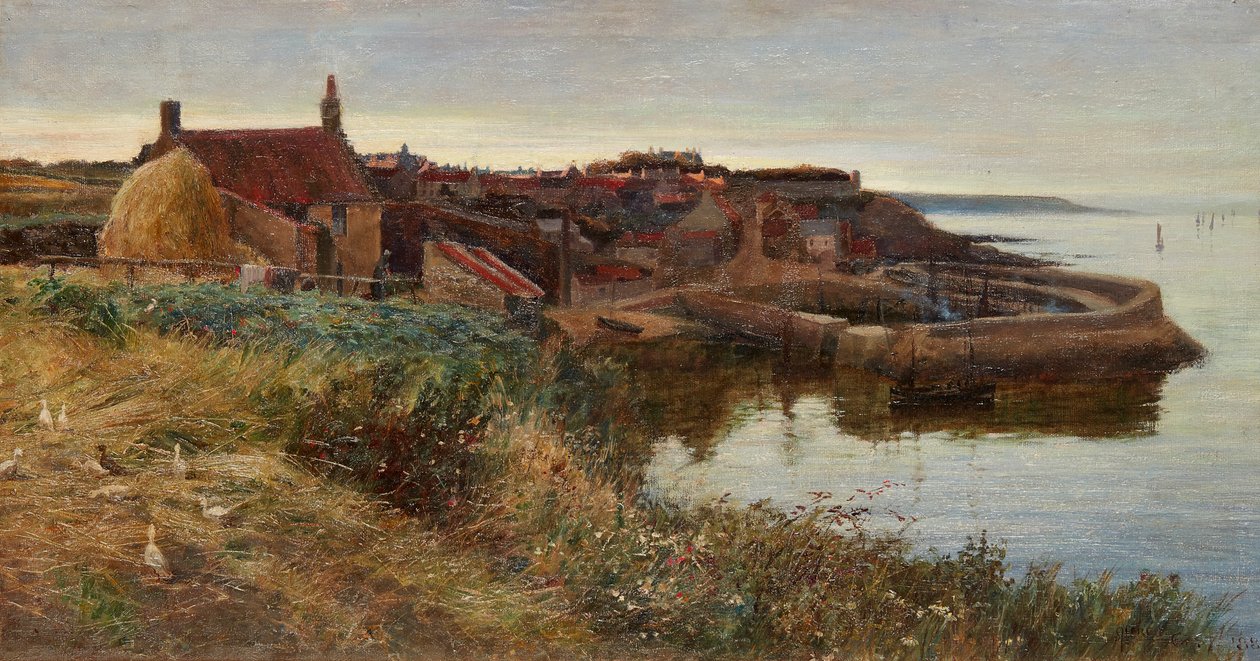 Crail Harbor At Dusk (olie på lærred) af Alfred East