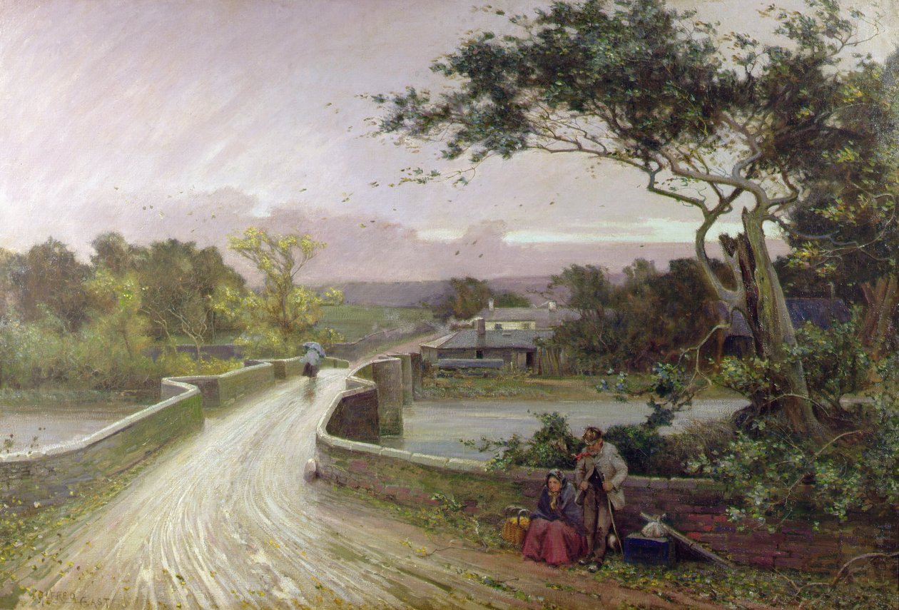 Newby Bridge, Windermere (olie på lærred) af Alfred East