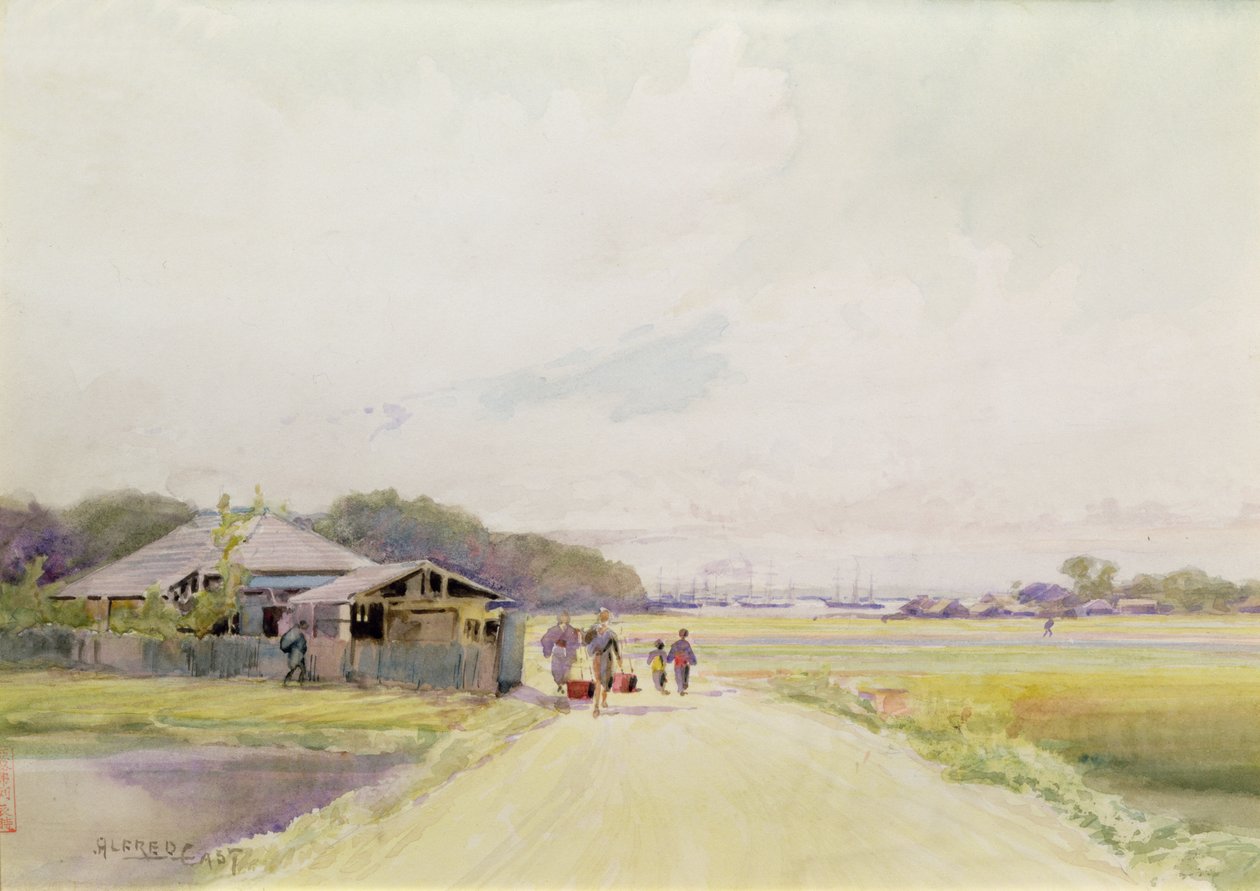The Mississippi Bay of Yokohama, ca. 1889 (akvarel på papir) af Alfred East