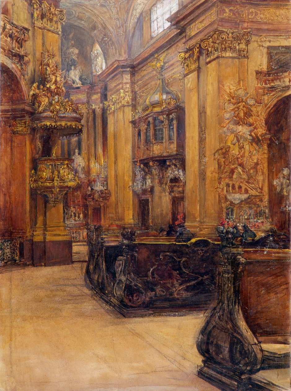 Det indre af Peterskirche i Wien af Alfred Edler von Pflügl
