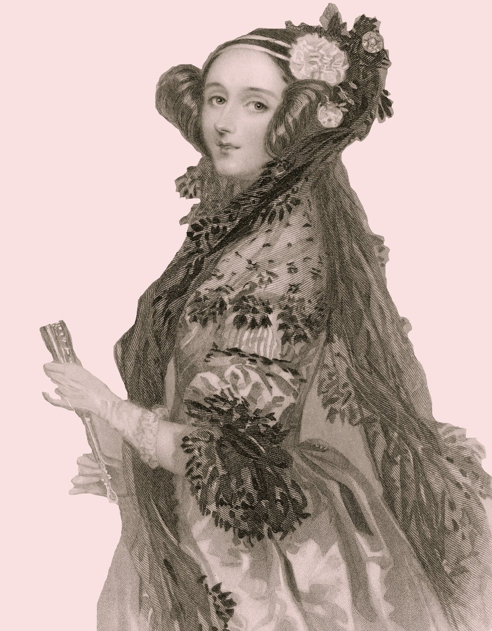Portræt af Augusta Ada King (1815 - 1852), grevinde af Lovelace (gravering). af Alfred Edward Chalon