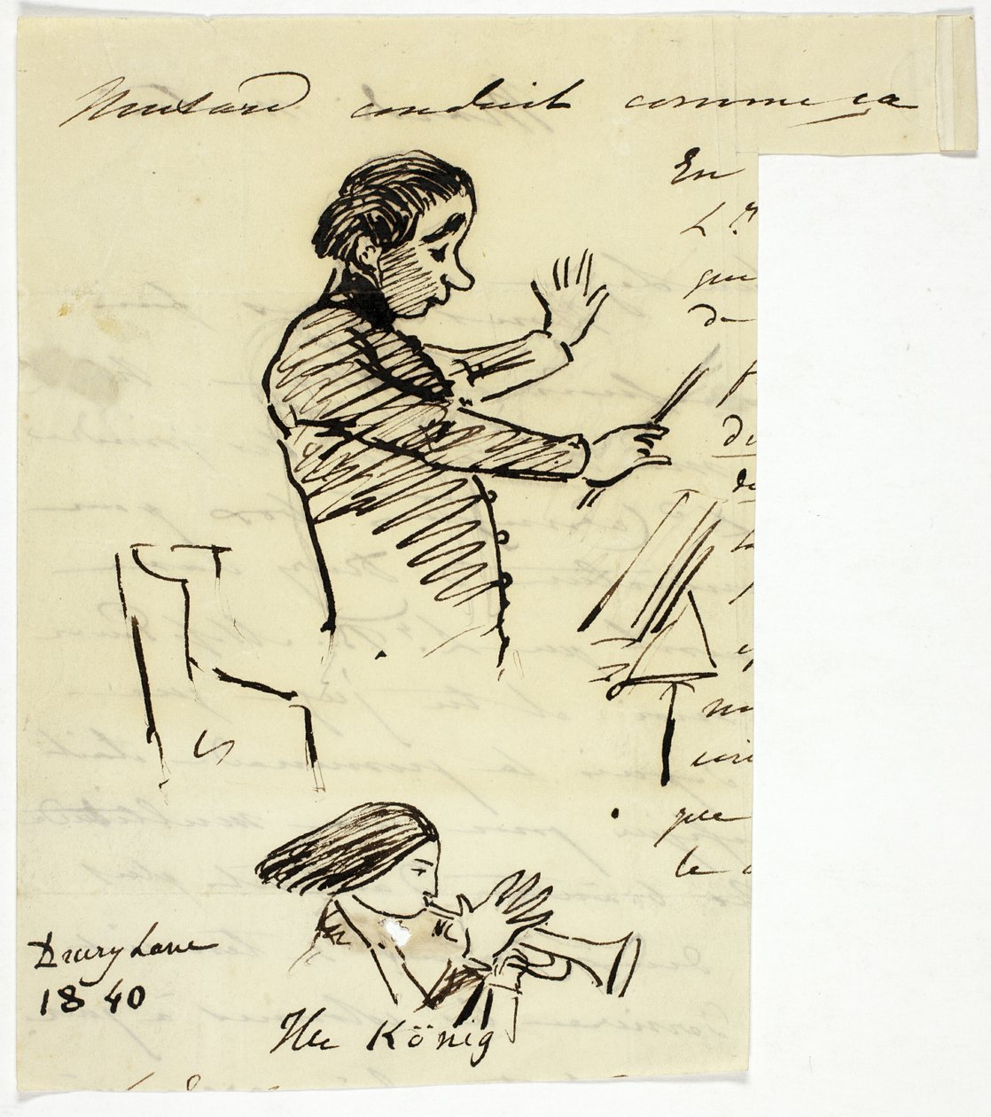 Skitser af dirigent og trompetist af Alfred Edward Chalon